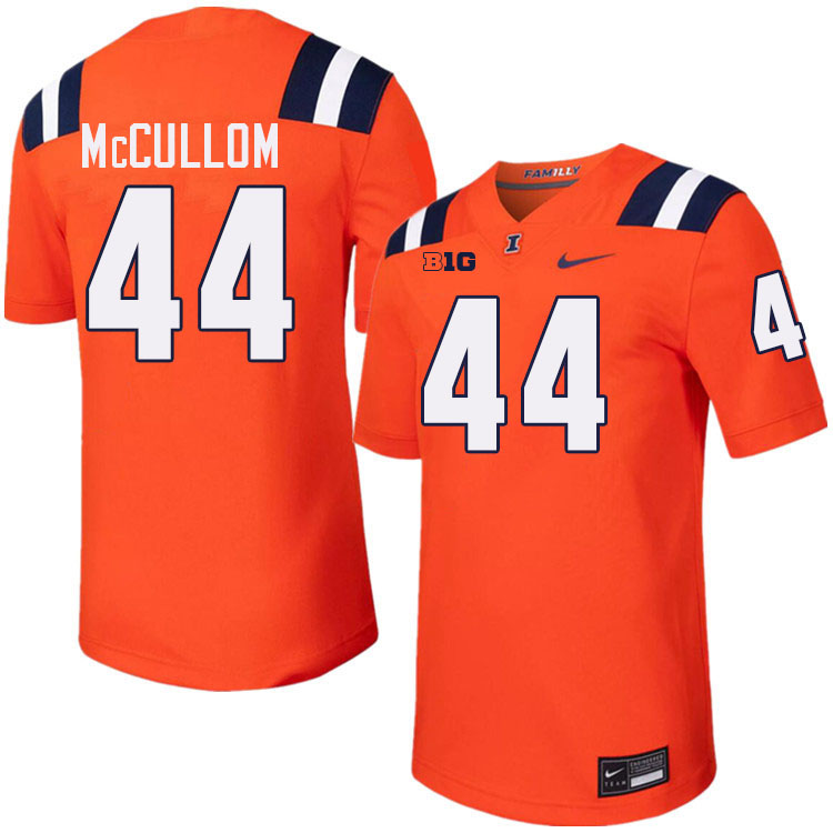 Men #44 Angelo McCullom Illinois Fighting Illini College Football Jerseys Stitched-Orange